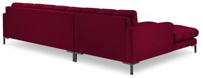 Červená zamatová rohová pohovka Cosmopolitan Design Bali, ľavý roh