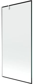 Mexen Next, vaňová zástena 1-krídlová 90 x 150 cm, fixné krídlo, 6 mm číre sklo s čiernym vzorom, chrómový profil, 895-090-000-00-70-01