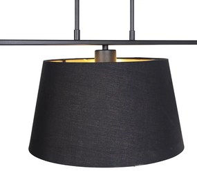 Závesná lampa s bavlnenými odtieňmi čierna so zlatou 32cm - Combi 3 Deluxe