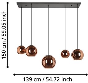 Eglo 390388 - Luster na lanku CORDOBA 5xE27/40W/230V medená
