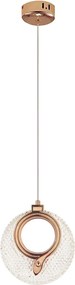 Toolight Toolight, LED krištáľové závesné svietidlo 18x17cm, 12W, 3000K, LHJ110-1CP, ružové zlato, OSW-60051