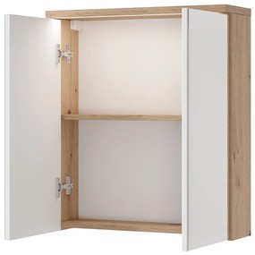 Závěsná zrcadlová skříňka s LED osvětlením Sting 56 60 cm dub Artisan