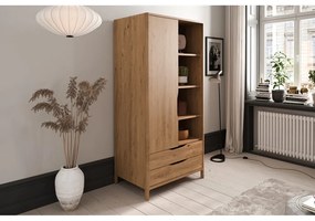 Šatníková skriňa z dubového dreva v prírodnej farbe 90x188 cm Twig – The Beds