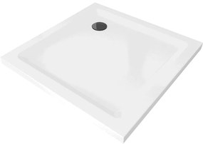 Mexen SLIM - Štvorcová sprchová vanička 70x70x5cm + čierny sifón, biela, 40107070B