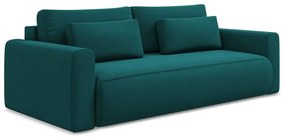 Tyrkysovomodrá zamatová rozkladacia/s úložným priestorom pohovka 238 cm Kapua – Makamii