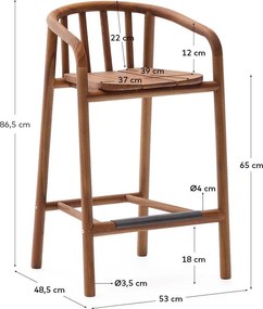 Drevená záhradná barová stolička v prírodnej farbe Turqueta – Kave Home