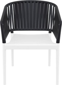 PORTOFINO záhradná stolička s podrúčkami white/black