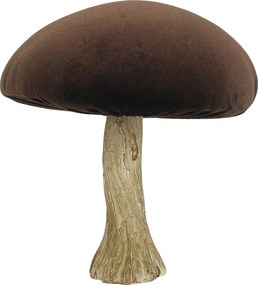 Dekorácia Velvet Mushroom 17 cm brown