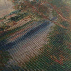 Obraz - Auguste Renoir, Landscape at Vetheuil, reprodukcia (s hodinami) (90x30 cm)