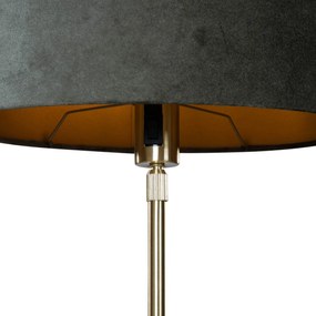 Stolová lampa zlatá s oválnym zamatovým tienidlom zelená 35 cm - Parte