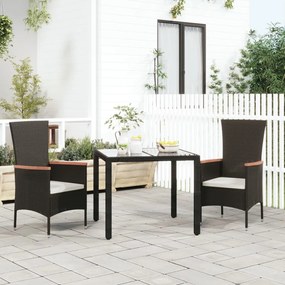 Záhradné stoličky s podložkami 2 ks polyratan čierne 319525