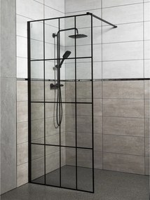 Novoterm Sprchová zastena Walk-in NV-Techno 100, čierna/transparent - bez vaničky