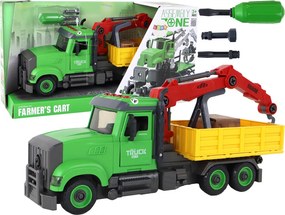 LEAN Toys Vozidlo s výklopnou korbou a žeriavom na skrutkovanie a odskrutkovanie – DIY