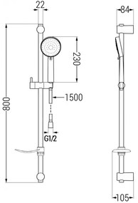 Mexen Kama DS75 sprchová sada, čierna - 72504DS75-70