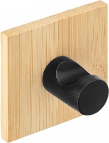 Erga Ozi, samolepiace háčiky na uteráky bez vŕtania, 4ks, 5×5 cm, bambus / čierna matná, ERG-YKA-CH.OZI4-BLK