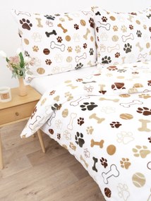 Predĺžené obliečky mikroplyš Exclusive – Psie labky biele