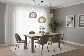 Závesné svietidlo Timber Spider 6, 3x drevené tienidlo