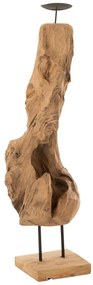 Drevený svietnik v prírodnom tvare z teakového dreva Trun M - 15 * 15 * 70 cm