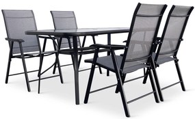 Záhradný jedálenský set Porto 150 cm + 4x kovová stolička Solano