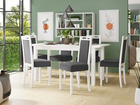 Rozkladací stôl so 6 stoličkami AL10, Morenie: biela, Poťahové látky: 26x - Kronos 22