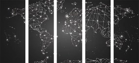 5-dielny obraz mapa sveta tvorená sieťami