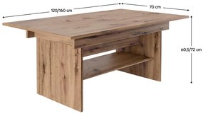 Rozkladací jedálenský stôl Likud (dub artisan) (pre 4-6 osôb). Vlastná spoľahlivá doprava až k Vám domov. 1116383