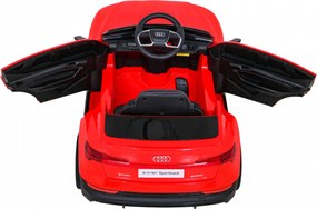 Ramiz Audi E-Tron Sportback pre deti červené + na diaľkové ovládanie + pohon 4x4 + pomalý štart + rádio MP3 + LED