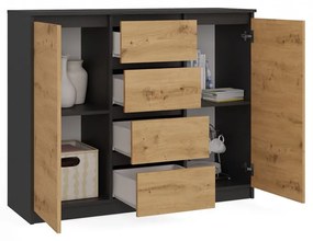 Komoda Musecalo 8 (antracit + dub artisan). Akcia -18%. Vlastná spoľahlivá doprava až k Vám domov. 1132846