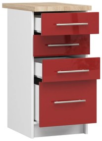 Kuchyňská skříňka Olivie S 40 cm 4S lesklá bílá/červená