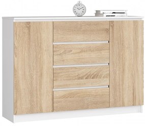Komoda K140 2D 4SZ CLP biela / sonoma