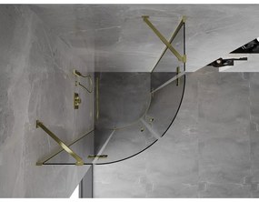 Mexen Mist, polkruhový výklopný sprchový kút 100 x 100 cm, číre sklo, zlatý lesklý profil, 8A33-100-100-50-00