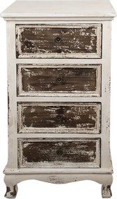 Bielo-hnedá antik drevená komoda so šuplíkmi Vivvien - 44*35*81 cm