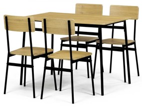 Set jedálenský (1+4), MDF dekor divoký dub, čierny kov AUT-O2155 OAK