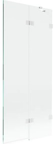 Mexen Lunar, 2-krídlová vaňová zástena pravá 80 x 150 cm, číre sklo, biela, 897-080-100-20-00-P