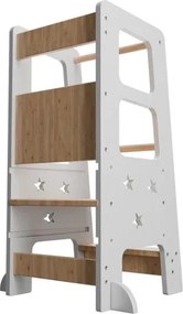 Rastúca detská učiaca veža, biela, výškovo prispôsobiteľná