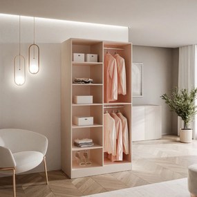 DVOJDVEROVÁ ŠATNÍKOVÁ SKRIŇA AMADEO 100 cm PIESKOVO BÉŽOVÁ + 2 x ČIERNE SKLO