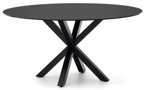 Čierny okrúhly jedálenský stôl so sklenenou doskou ø 150 cm Argo – Kave Home