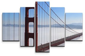 Sablio Obraz - 5-dílný Golden Gate v hmle - 125x90 cm