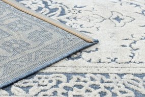 Koberec SOLE D3871 Ornament, ramka - ploské tkanie modrý / béžový