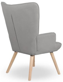 Kreslo ušiak LUGO — masív, látka, prírodná / sivá