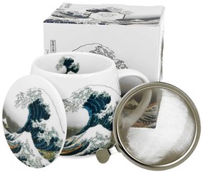 Porcelánový hrnek s infuzérem Hokusai THE GREAT WAVE  430 ml bílý