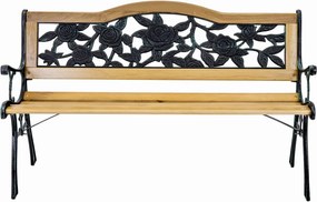 Záhradná lavica s motívom ruží – 125x52x78 cm, borovica