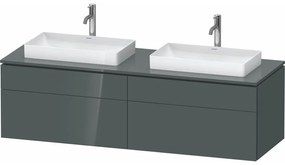 DURAVIT L-Cube závesná skrinka pod dve umývadlá na dosku, 4 zásuvky, 1620 x 550 x 482 mm, Dolomiti šedá vysoký lesk, LC4873B38380000