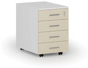 Kancelársky mobilný kontajner PRIMO WHITE, 4 zásuvky, biela/breza