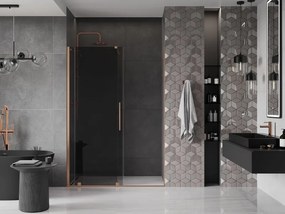Mexen Velar, posuvné sprchové dvere do otvoru 150 cm, 8mm šedé sklo, medená matná, 871-150-000-41-65