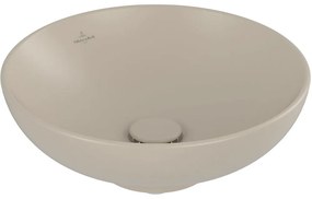 VILLEROY &amp; BOCH Loop &amp; Friends okrúhle umývadlo na dosku bez otvoru, bez prepadu, priemer 420 mm, Almond, s povrchom CeramicPlus, 4A4601AM