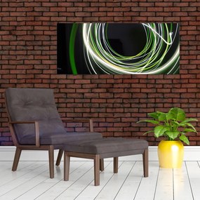 Obraz zelených čiar (120x50 cm)