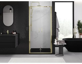 Mexen Exo, výklopné dvojité sprchové dvere 100 cm, číre sklo, zlatá, 814-100-000-50-00