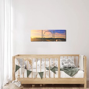 Obraz žltého auta v poli (s hodinami) (90x30 cm)