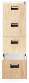 Kovová kartotéka, 4 zásuvky SARA V4, 460 x 1320 x 620 mm, Eco Design: biela/ dub sonoma